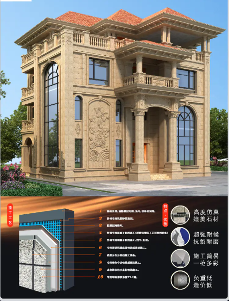 法兰迪5D水包砂仿石漆9001